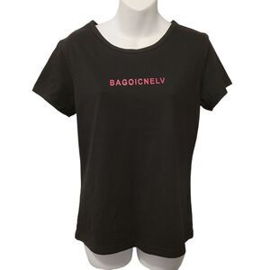 3/$20 Y2K Plain Funny Graphic Black With Pink Tee T-shirt Top Size: M